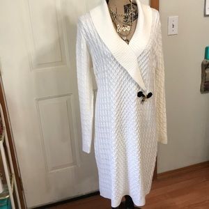 Calvin White soft acrylic midi Dress size XL NWOT